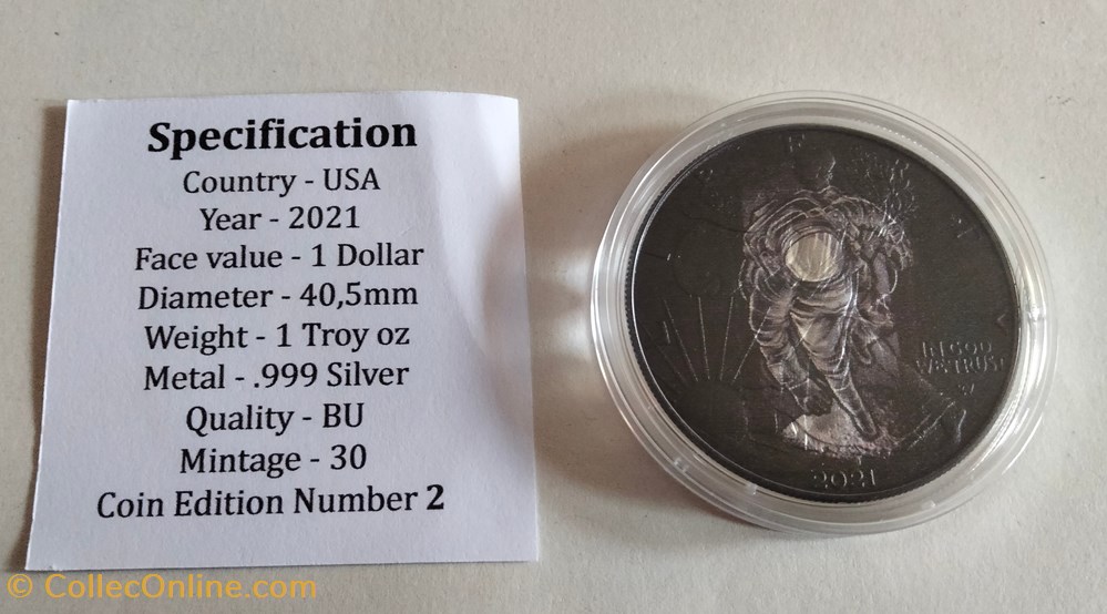 Estados Unidos. 1 Dollar 2021 - American Eagle - "Astronaut" - Colorized - 1 Oz with COA monedas lingotes y bullion moneda de plata estados unidos 1 dollar 2021 american eagle astronaut colorized 1 oz with coa