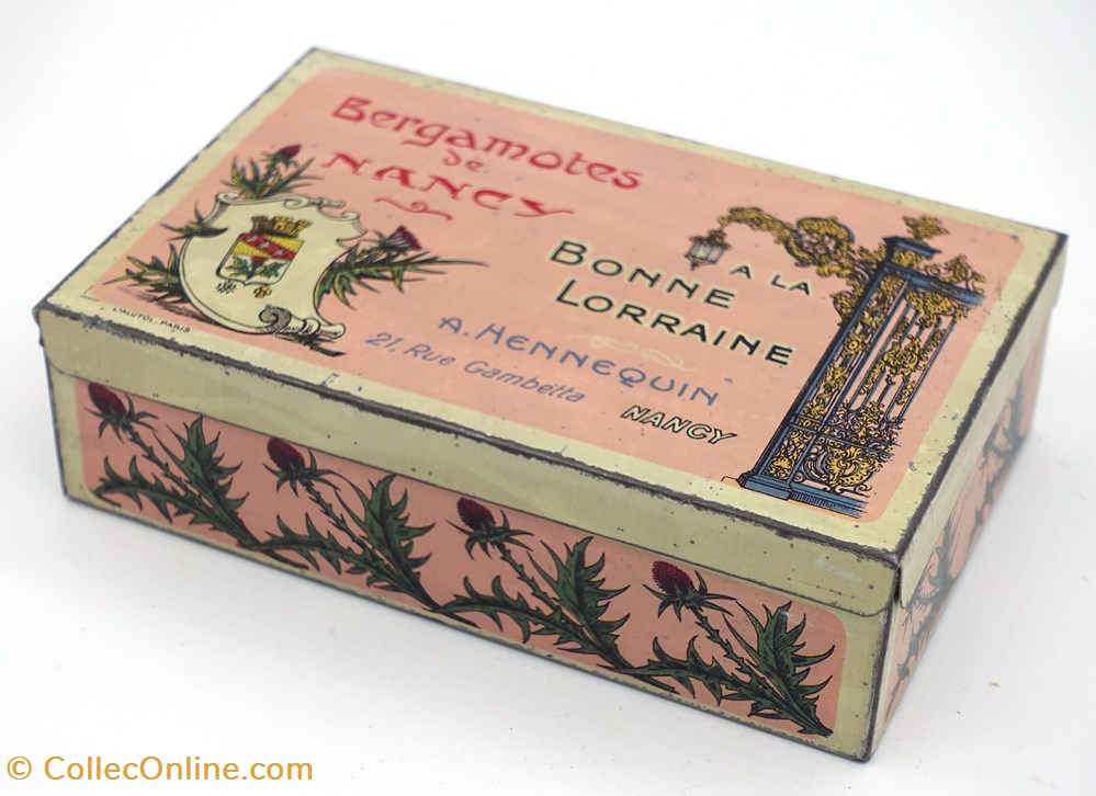 Bergamotes de Nancy 3 objets publicitaires boites lithographiees bergamotes de nancy