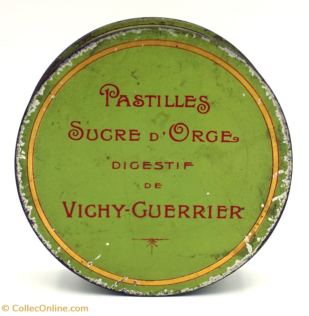 Sucres d'Orge de Vichy 2 objets publicitaires boites lithographiees sucres orge de vichy