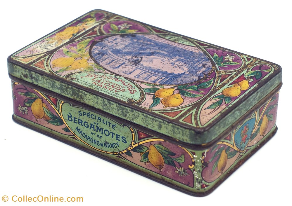 Bergamotes de Nancy objets publicitaires boites lithographiees bergamotes de nancy