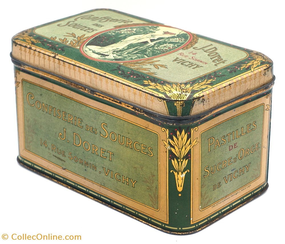 objets publicitaires boites lithographiees pastilles de vichy