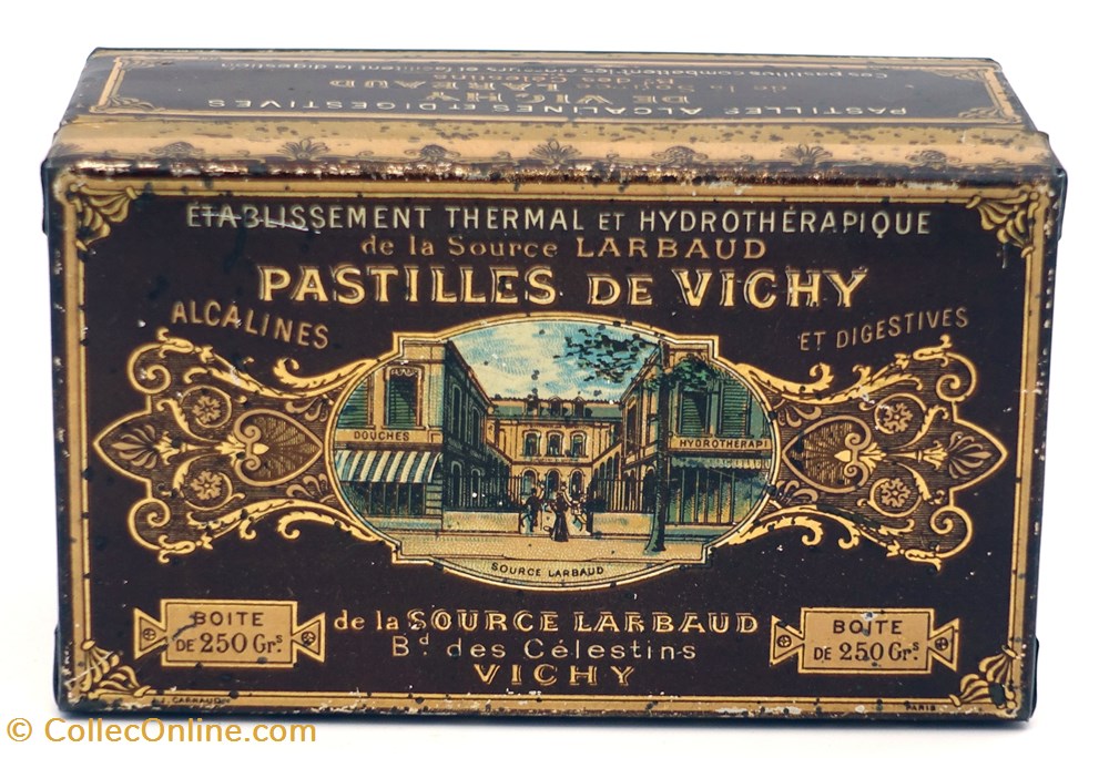 Pastilles de Vichy objets publicitaires boites lithographiees pastilles de vichy