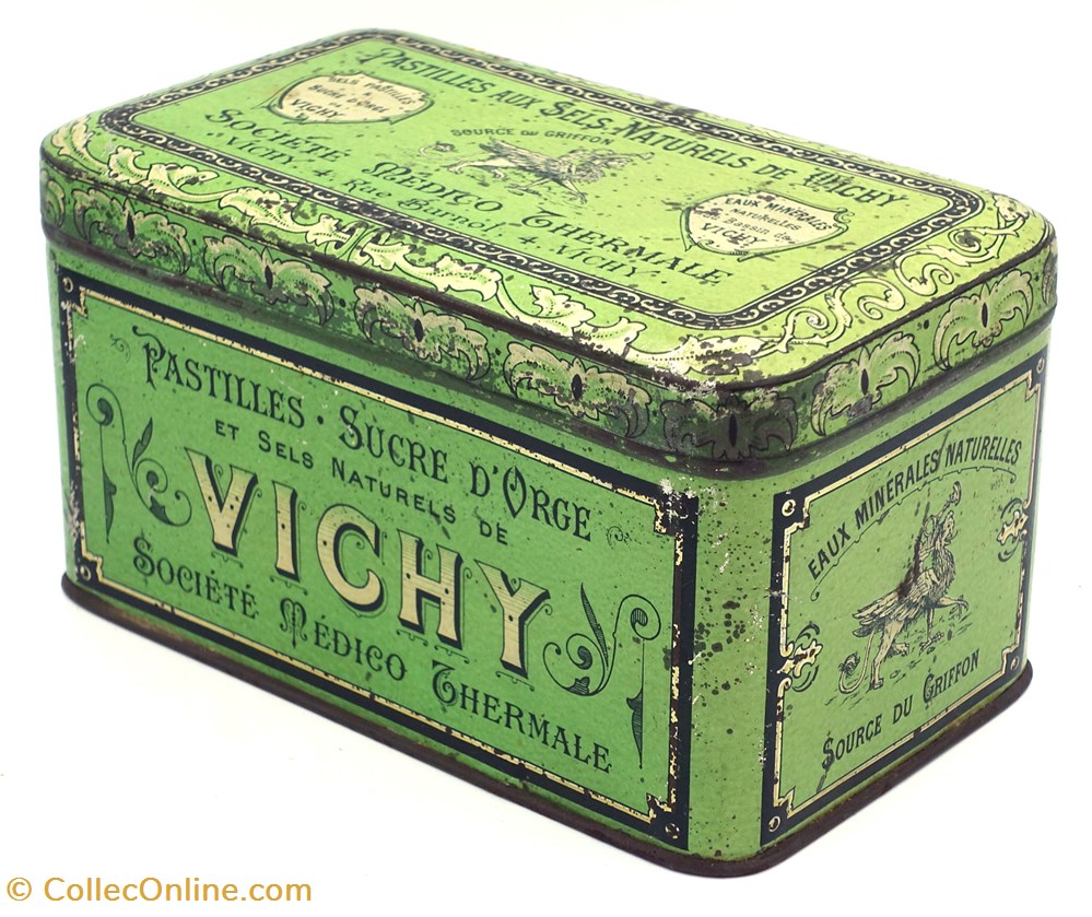 Pastilles de Vichy objets publicitaires boites lithographiees pastilles de vichy
