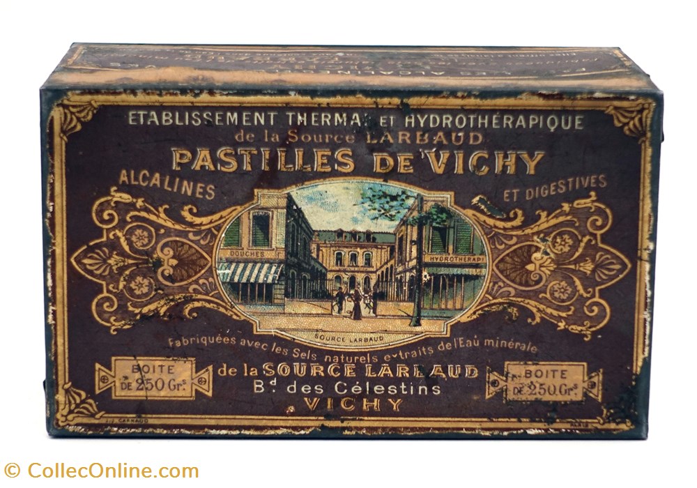 objets publicitaires boites lithographiees pastilles de vichy
