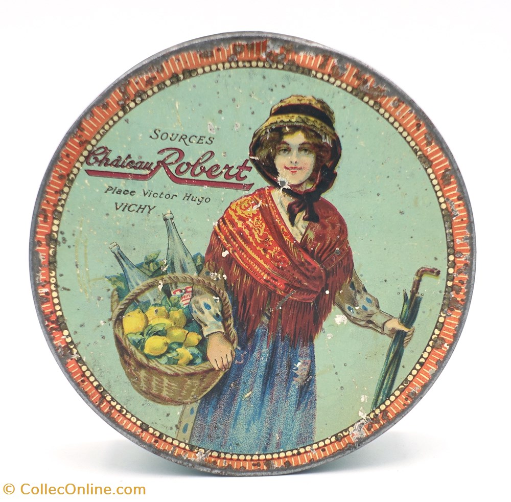 Sucres d'Orge de Vichy objets publicitaires boites lithographiees sucres orge de vichy