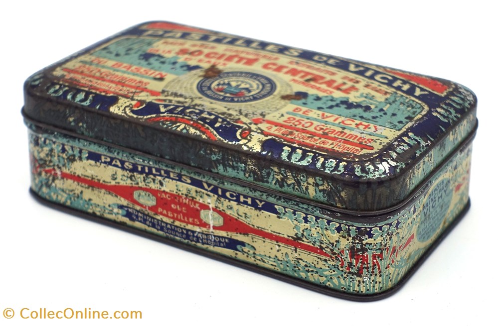 objets publicitaires boites lithographiees pastilles de vichy