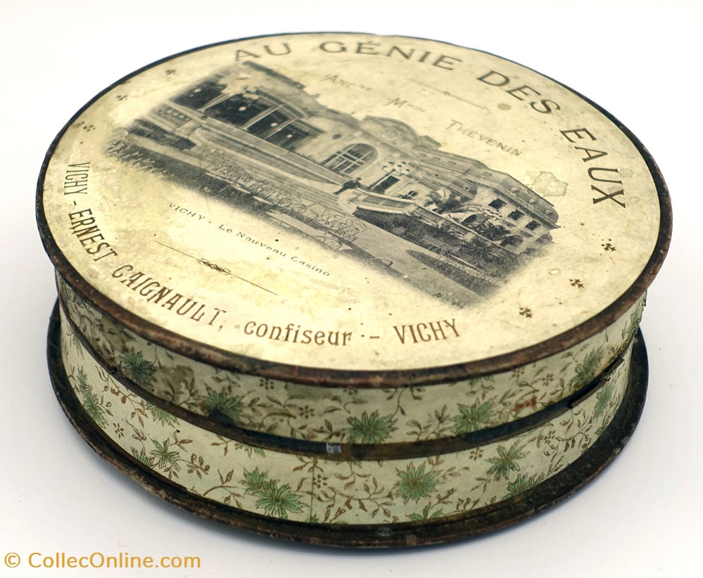 objets publicitaires boites lithographiees sucres orge de vichy
