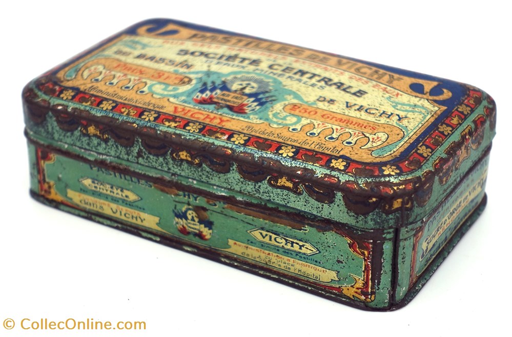objets publicitaires boites lithographiees pastilles de vichy