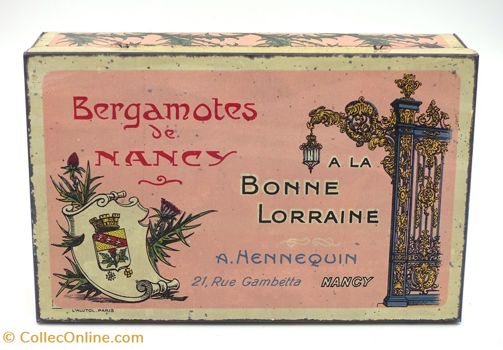 Bergamotes de Nancy objets publicitaires boites lithographiees bergamotes de nancy