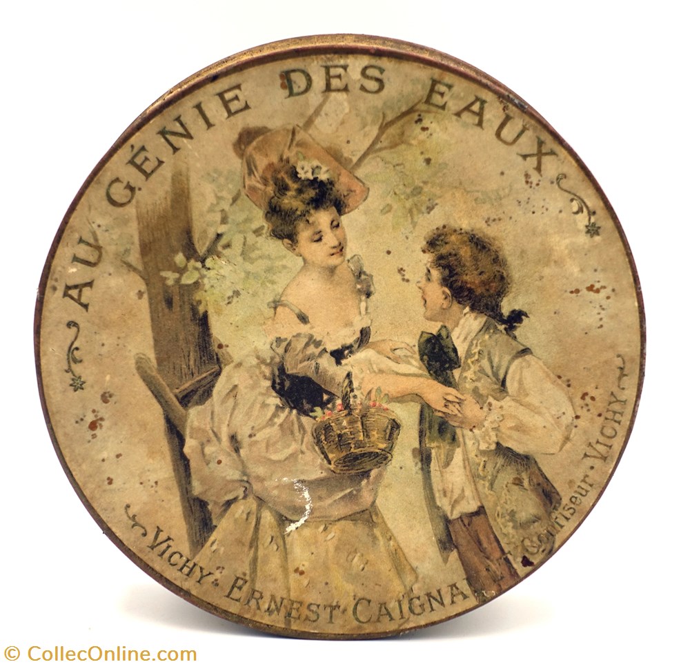 Sucres d'Orge de Vichy objets publicitaires boites lithographiees sucres orge de vichy