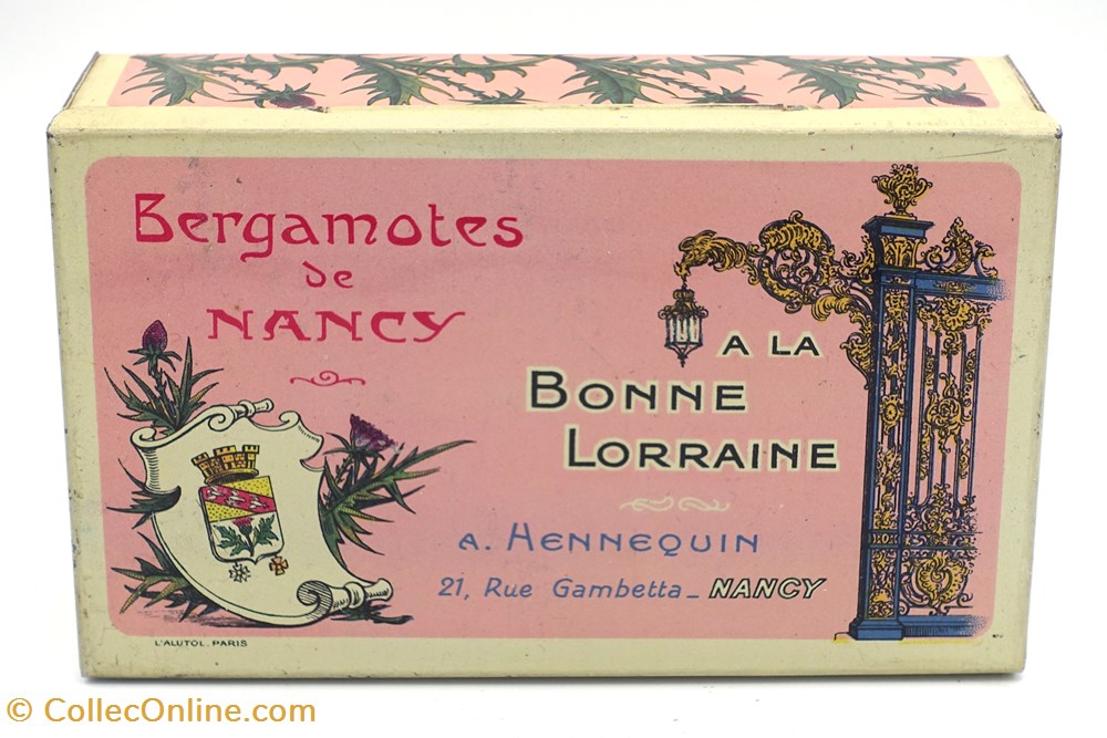 Bergamotes de Nancy objets publicitaires boites lithographiees bergamotes de nancy