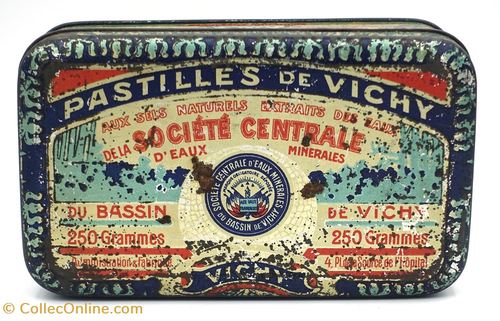 objets publicitaires boites lithographiees pastilles de vichy