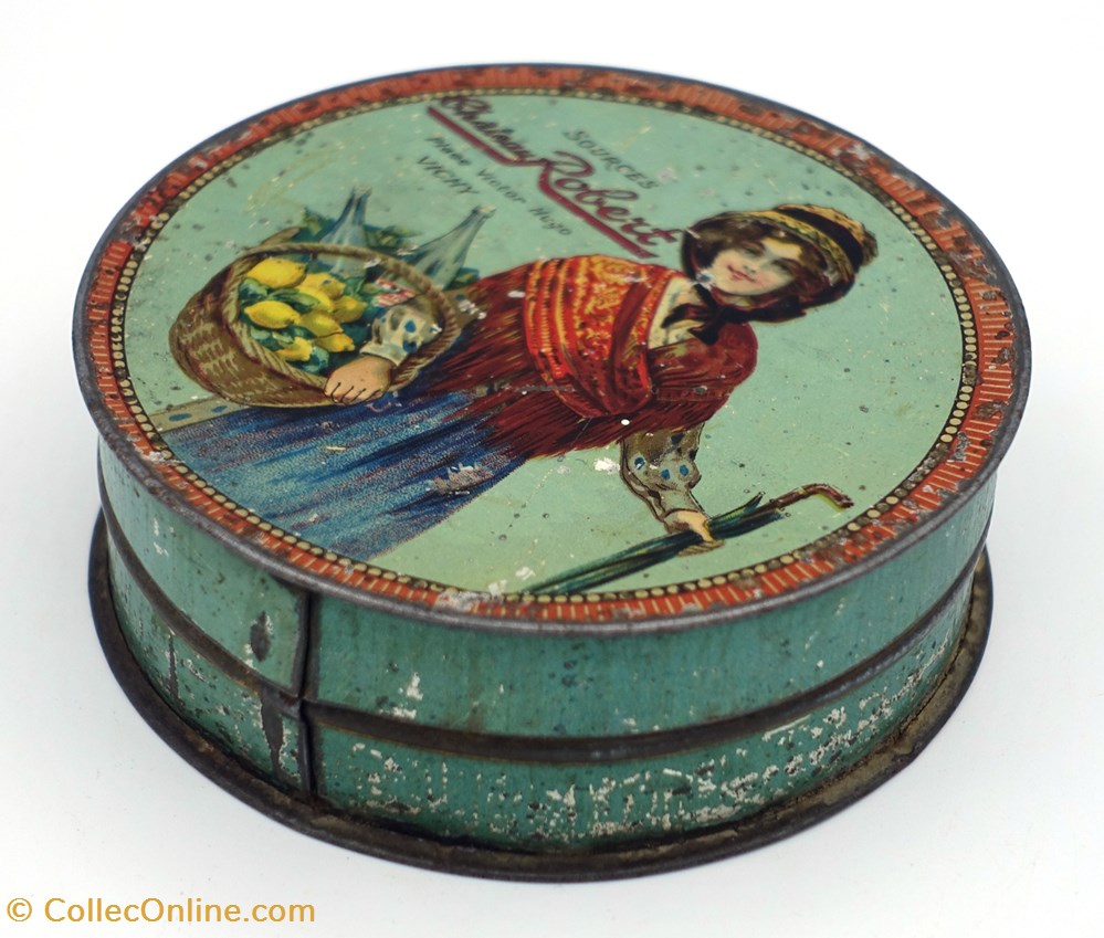 Sucres d'Orge de Vichy objets publicitaires boites lithographiees sucres orge de vichy