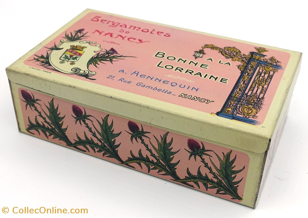 Bergamotes de Nancy 3 objets publicitaires boites lithographiees bergamotes de nancy