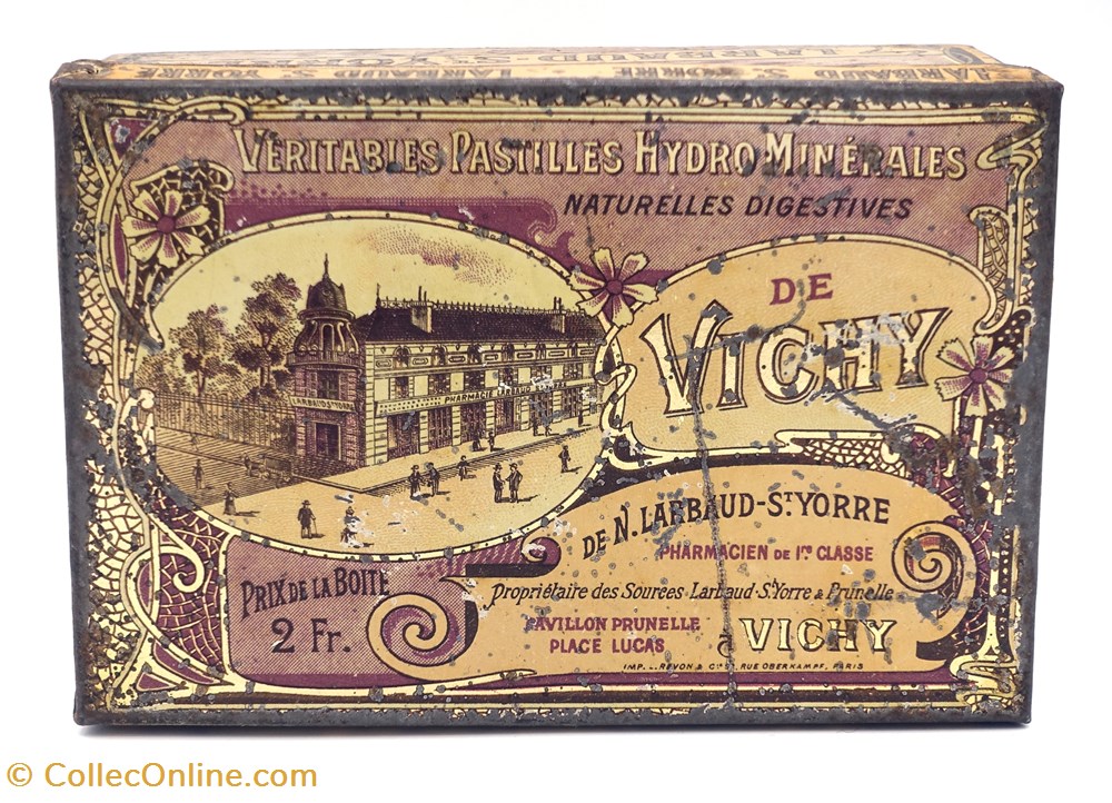 Pastilles de Vichy objets publicitaires boites lithographiees pastilles de vichy