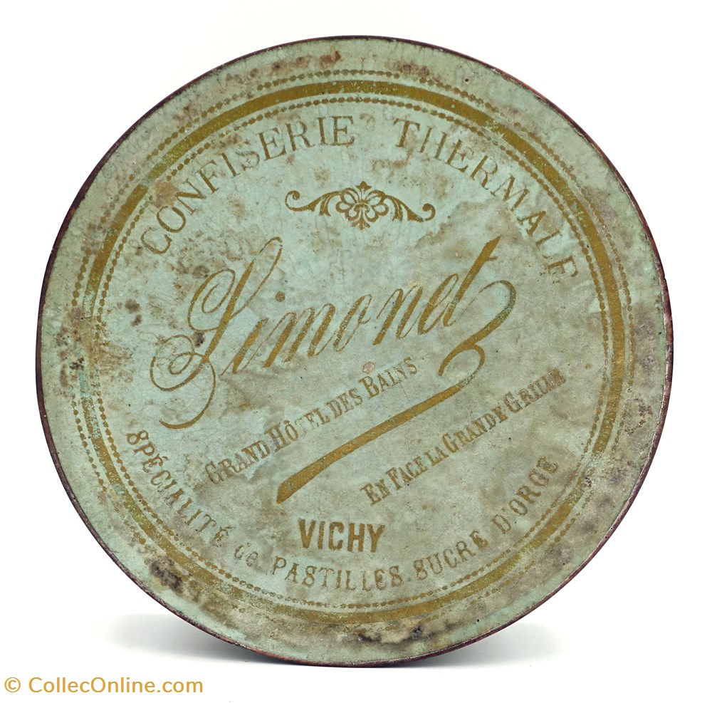 Sucres d'Orge de Vichy objets publicitaires boites lithographiees sucres orge de vichy