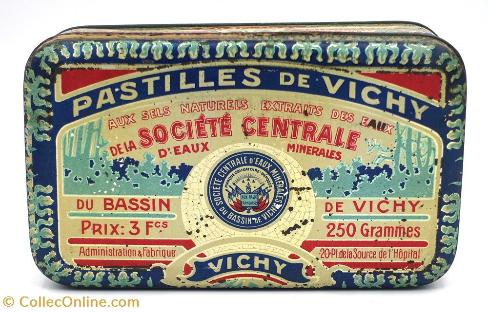 objets publicitaires boites lithographiees pastilles de vichy