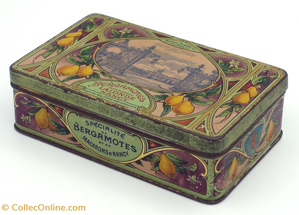 Bergamotes de Nancy objets publicitaires boites lithographiees bergamotes de nancy