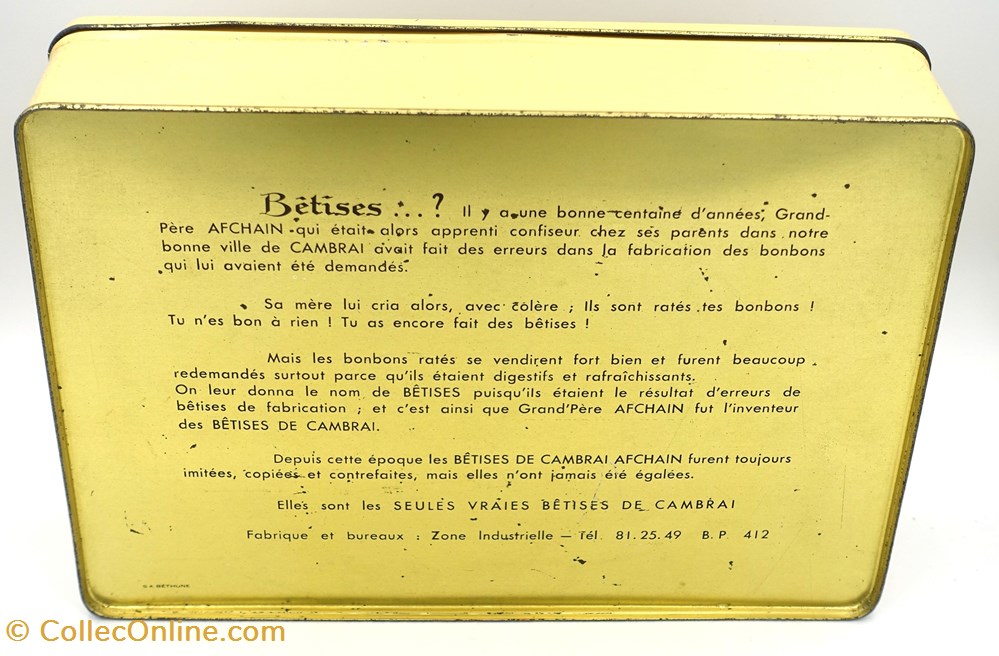 objets publicitaires boites lithographiees betises de cambrai