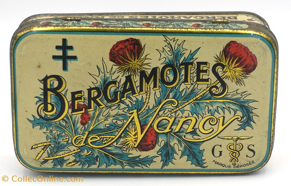 Bergamotes de Nancy objets publicitaires boites lithographiees bergamotes de nancy