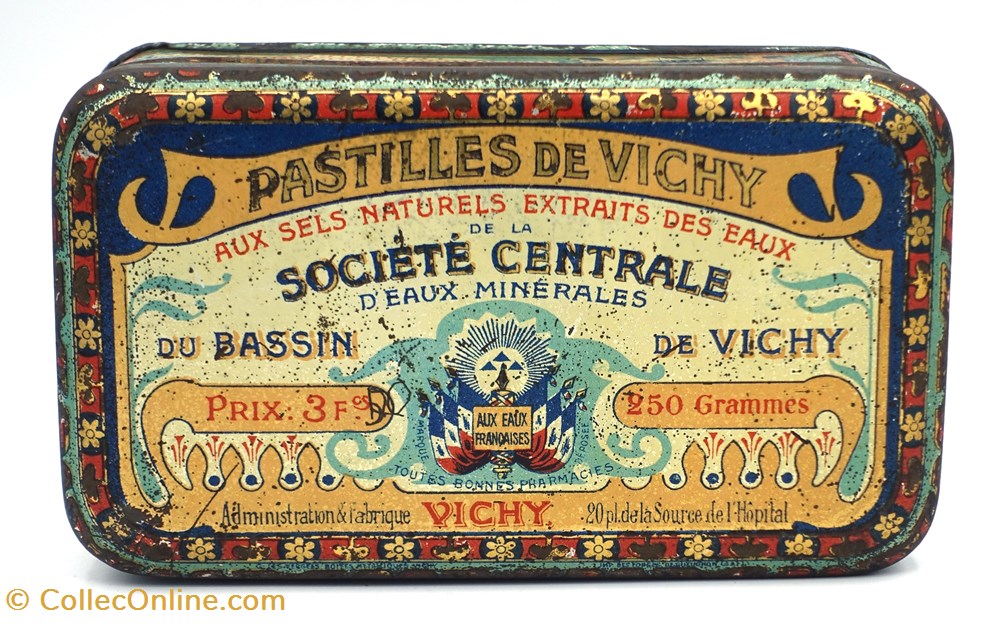 objets publicitaires boites lithographiees pastilles de vichy