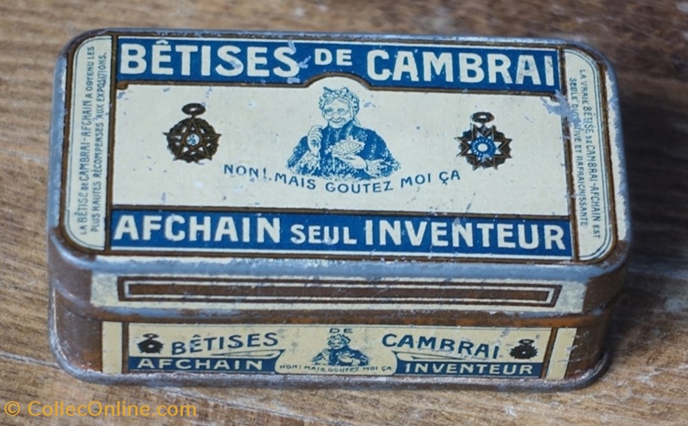 Bêtises de Cambrai objets publicitaires boites lithographiees betises de cambrai