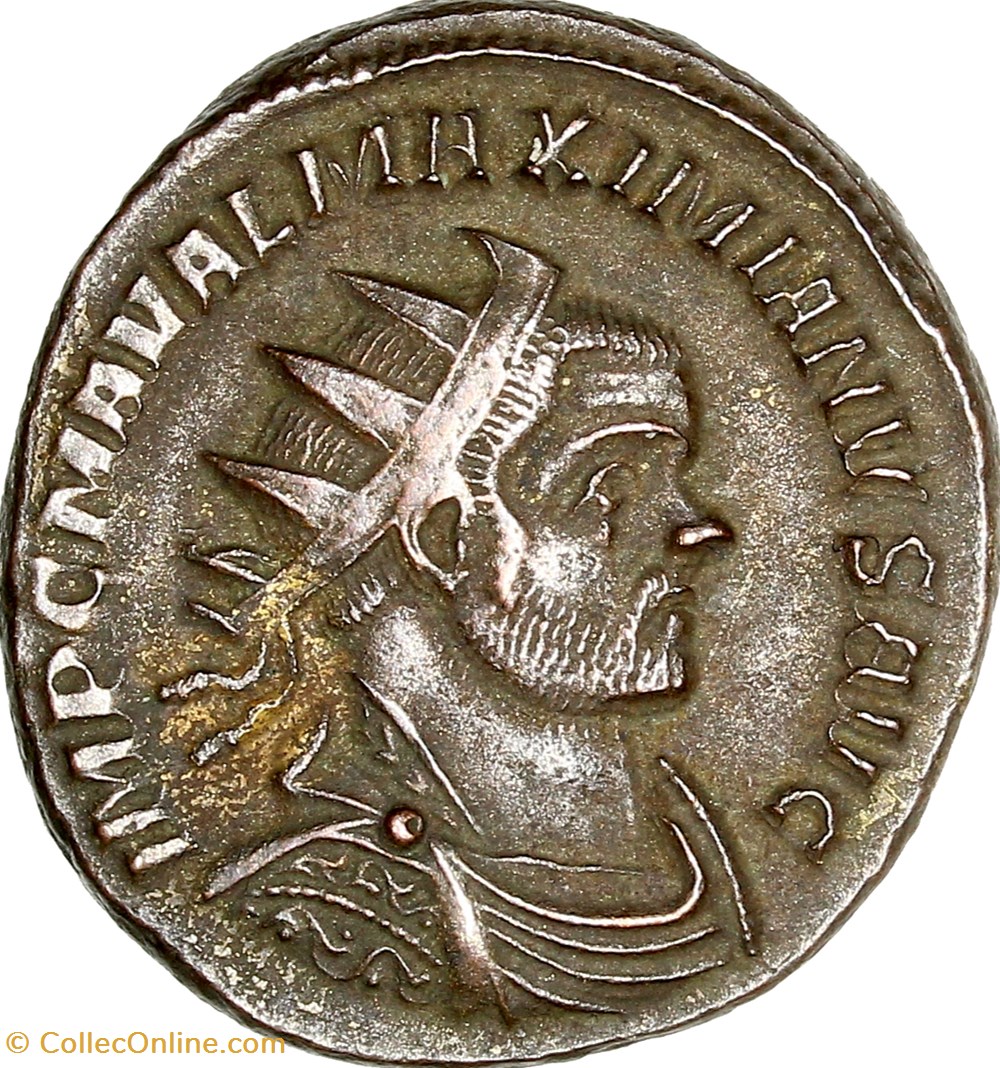 Aurelianus de Maximien Hercule, Jupiter, 288, Ticinum monnaies antiques romaines imperiales et republicaines aurelianus de maximien hercule jupiter 288 ticinum