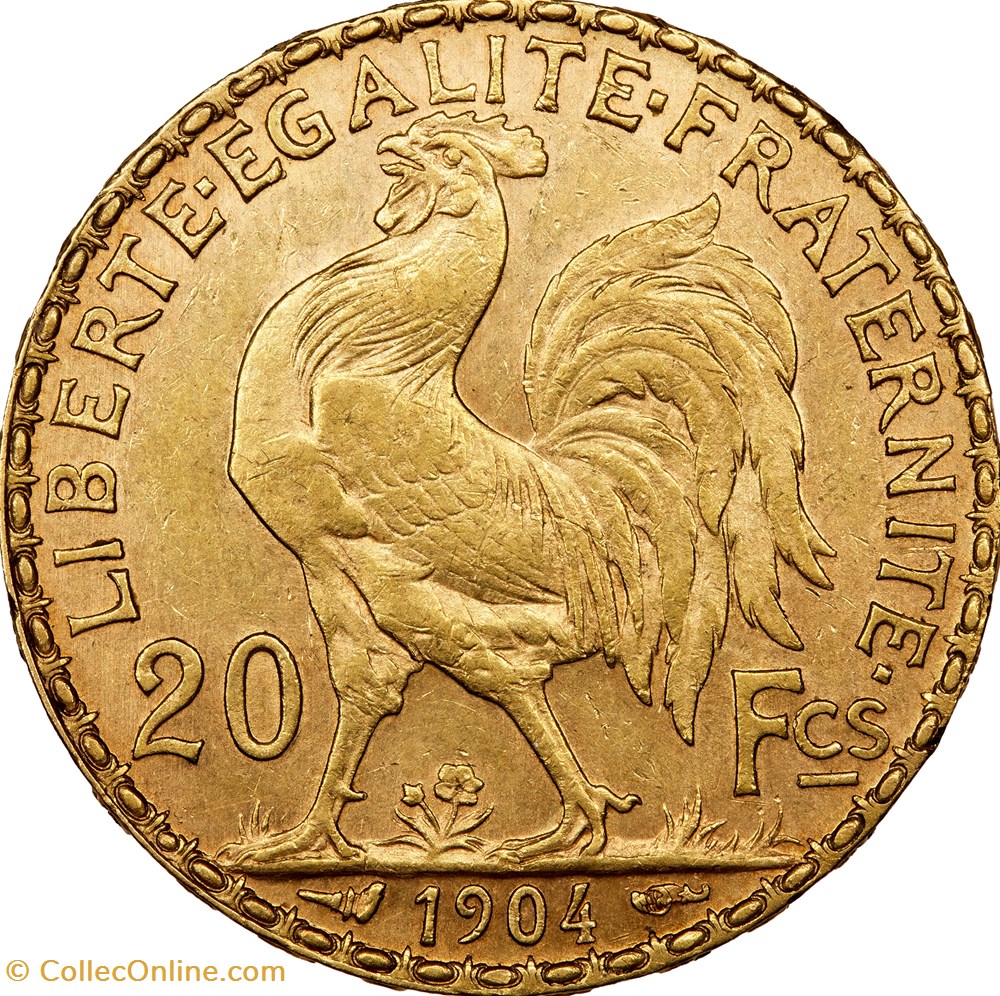 20 francs Coq, IIIe République, 1904 monnaies monde france 20 francs coq iiie republique 1904