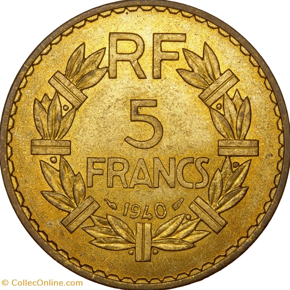 monnaies monde france 5 francs lavrillier bralu iiie republique 1940