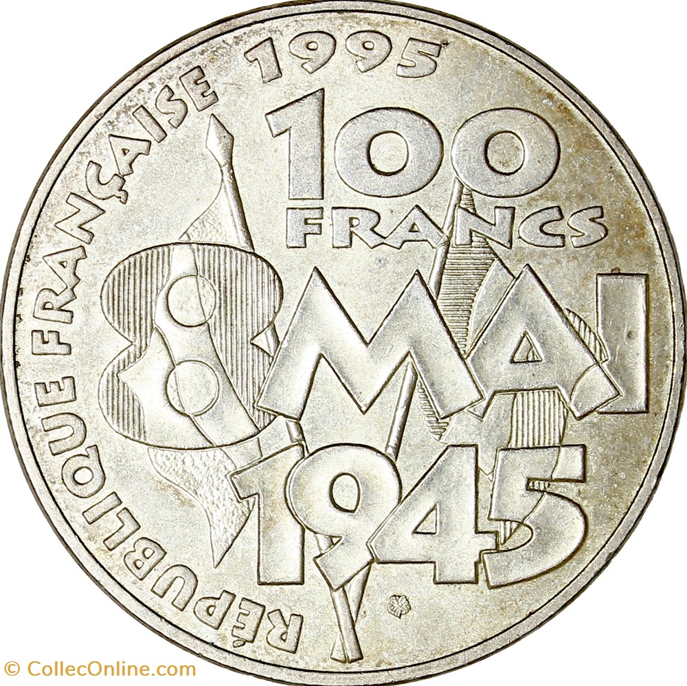 100 francs 8 mai 1945, Ve République, 1995 monnaies monde france 100 francs 8 mai 1945 ve republique 1995