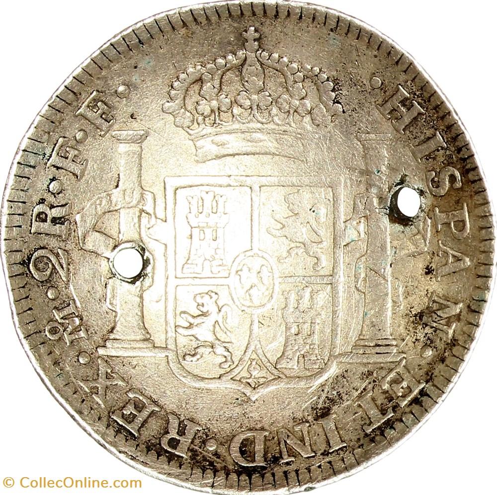 2 réales de Charles III d'Espagne, 1782, Mexico monnaies europe medievale royaume 2 reales de charles iii espagne 1782 mexico