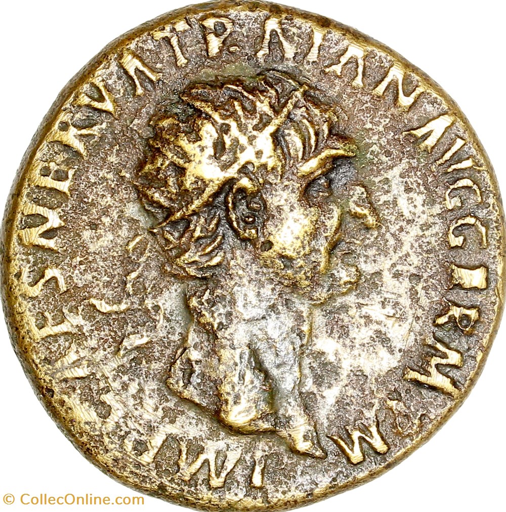 Dupondius de Trajan, Abundantia / Iustitia, 99, Rome monnaies antiques romaines imperiales et republicaines dupondius de trajan abundantia iustitia 99 rome