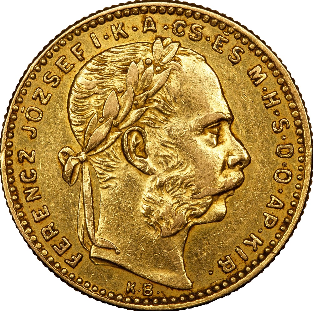 monnaies monde 20 francs 8 florins hongrie francois joseph ier autriche 1889 kremnitz