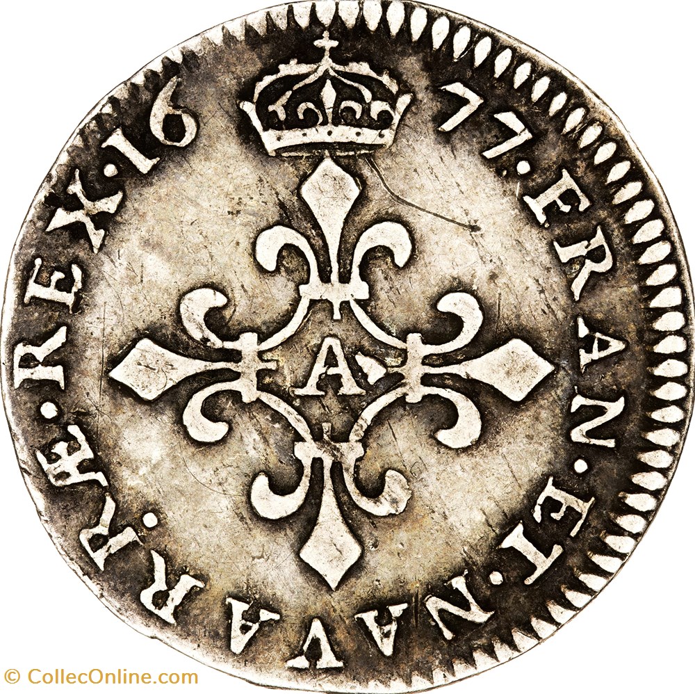 monnaies europe medievale france royales quatre sols des traitants louis xiv 1677 paris
