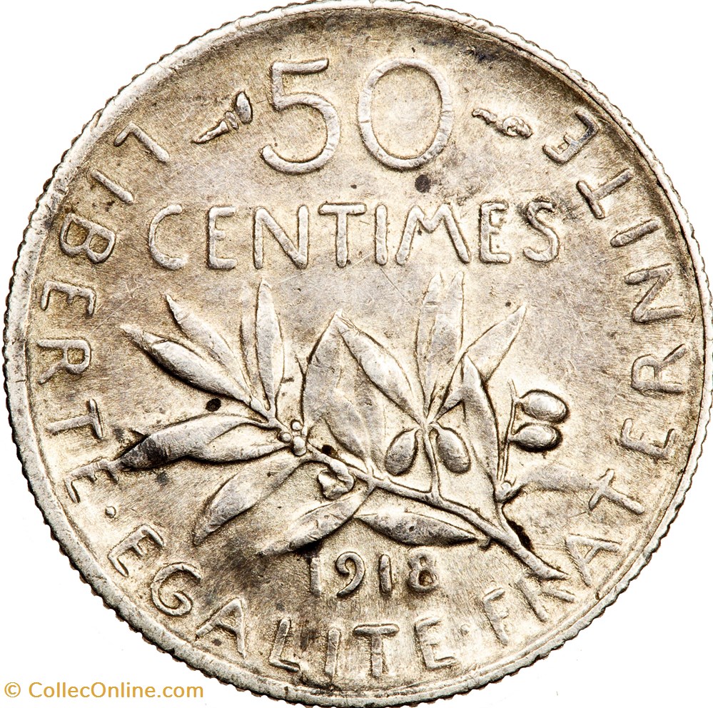 monnaies monde france 50 centimes semeuse iiie republique 1918