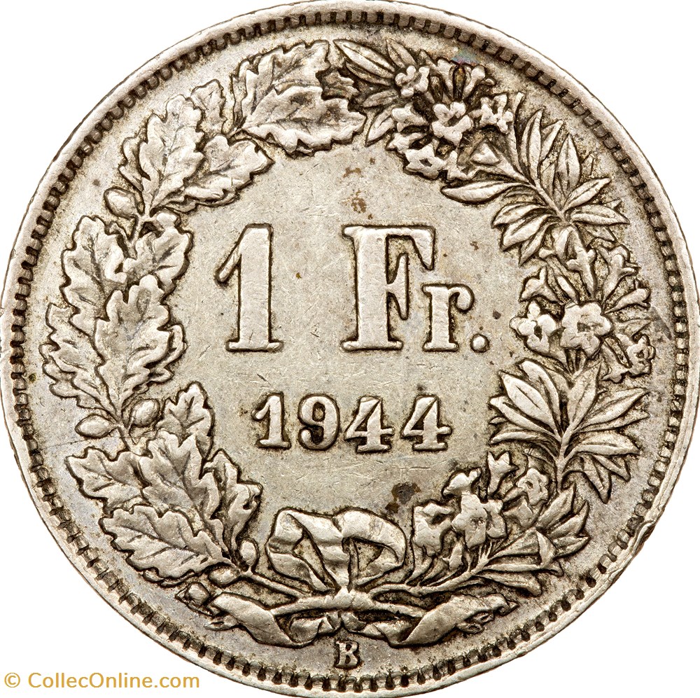 1 franc Helvetia Suisse, 1944, Berne monnaies monde 1 franc helvetia suisse 1944 berne