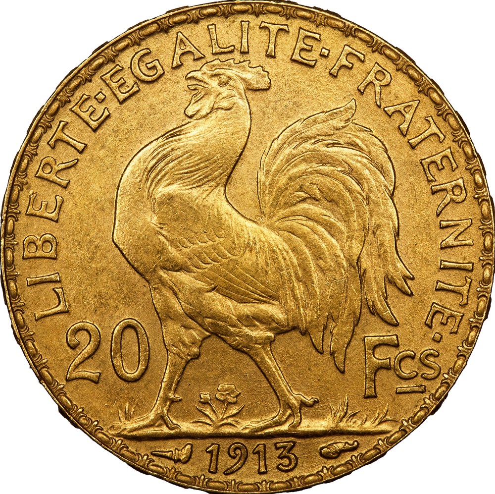 20 francs Coq, IIIe République, 1913 monnaies monde france 20 francs coq iiie republique 1913