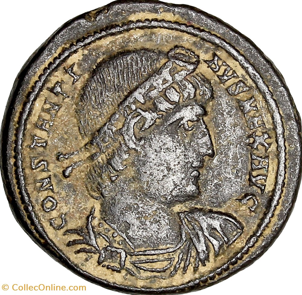 Centenionalis de Constantin Ier, Gloria Exercitus 2 enseignes, 330-333, Héraclée monnaies antiques romaines imperiales et republicaines centenionalis de constantin ier gloria exercitus 2 enseignes 330 333 heraclee