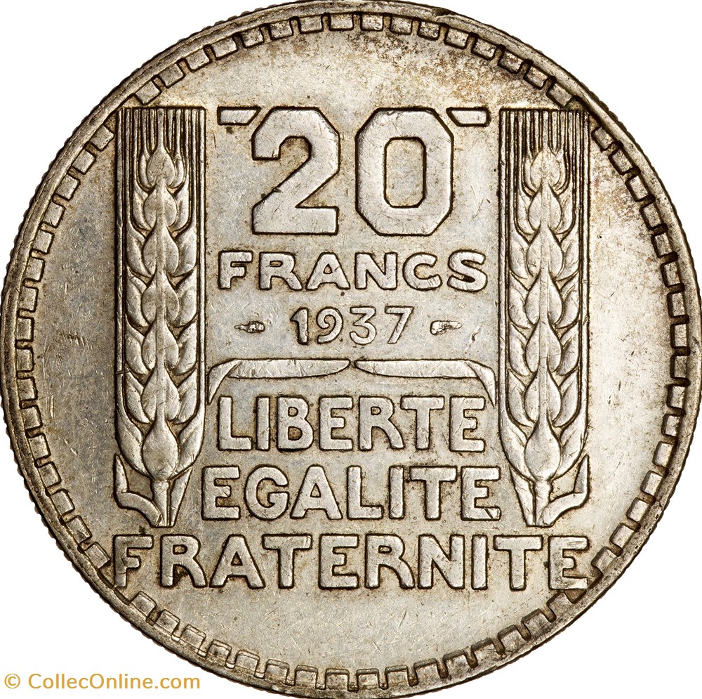 monnaies monde france 20 francs turin iiie republique 1937