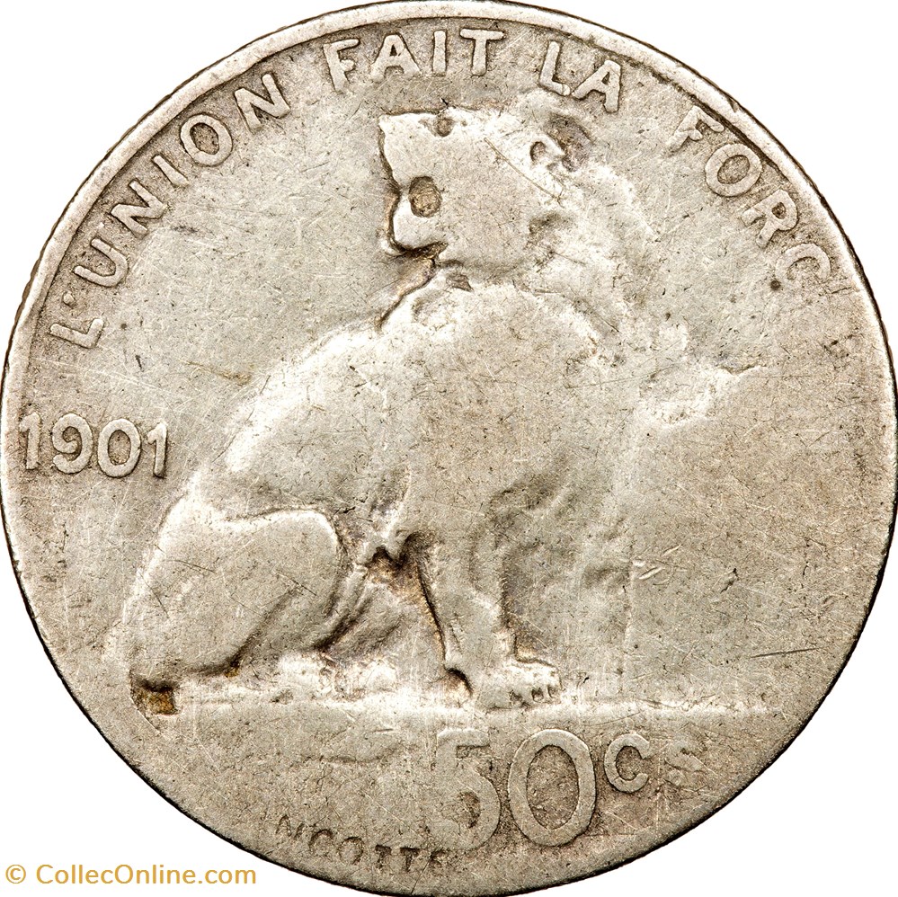 monnaies monde belgique 50 centimes legende francaise leopold ii 1901