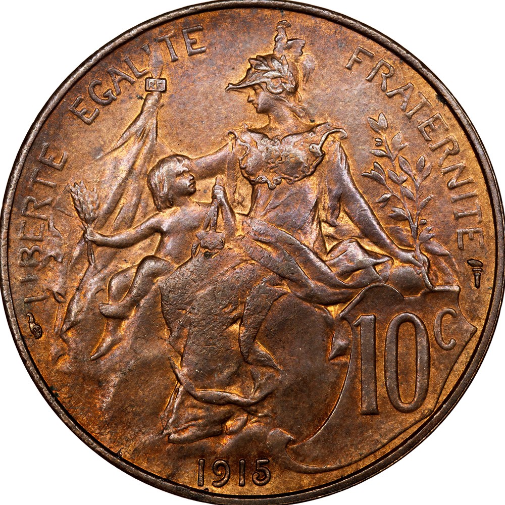 10 centimes Daniel-Dupuis, IIIe République, 1915, listel large monnaies monde france 10 centimes daniel dupuis iiie republique 1915 listel large