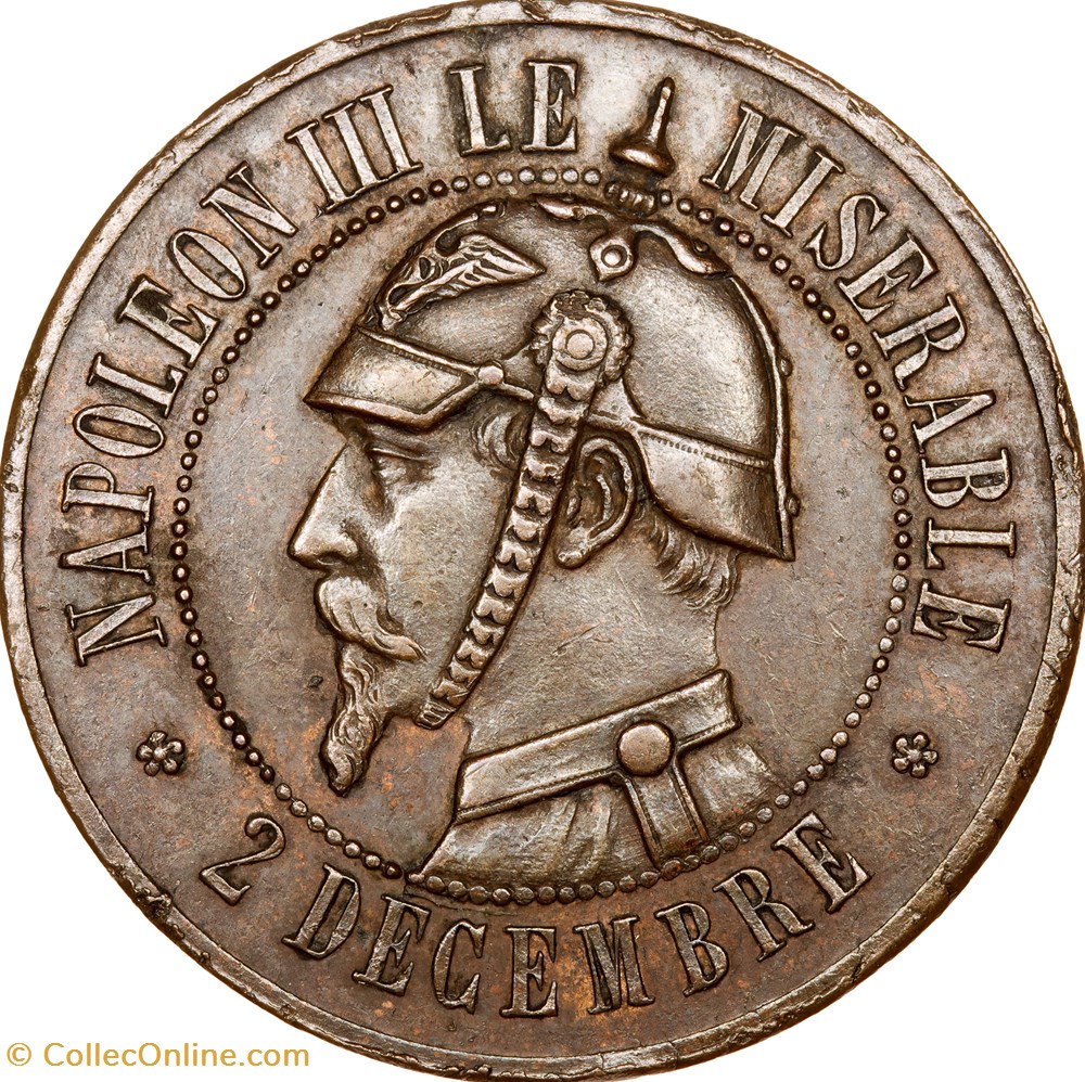 monnaies monde france 10 centimes satirique defaite de sedan gouvernement de la defense nationale 1870