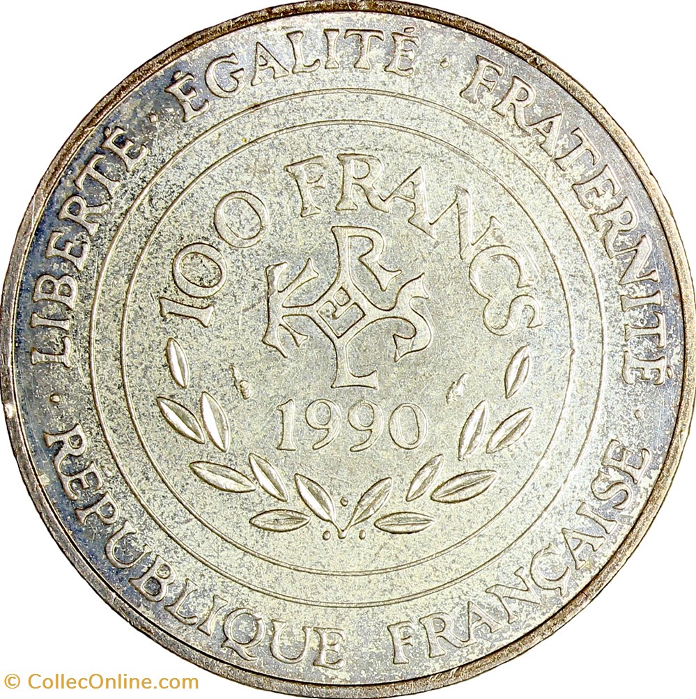 100 francs Charlemagne, Ve République, 1990 monnaies monde france 100 francs charlemagne ve republique 1990