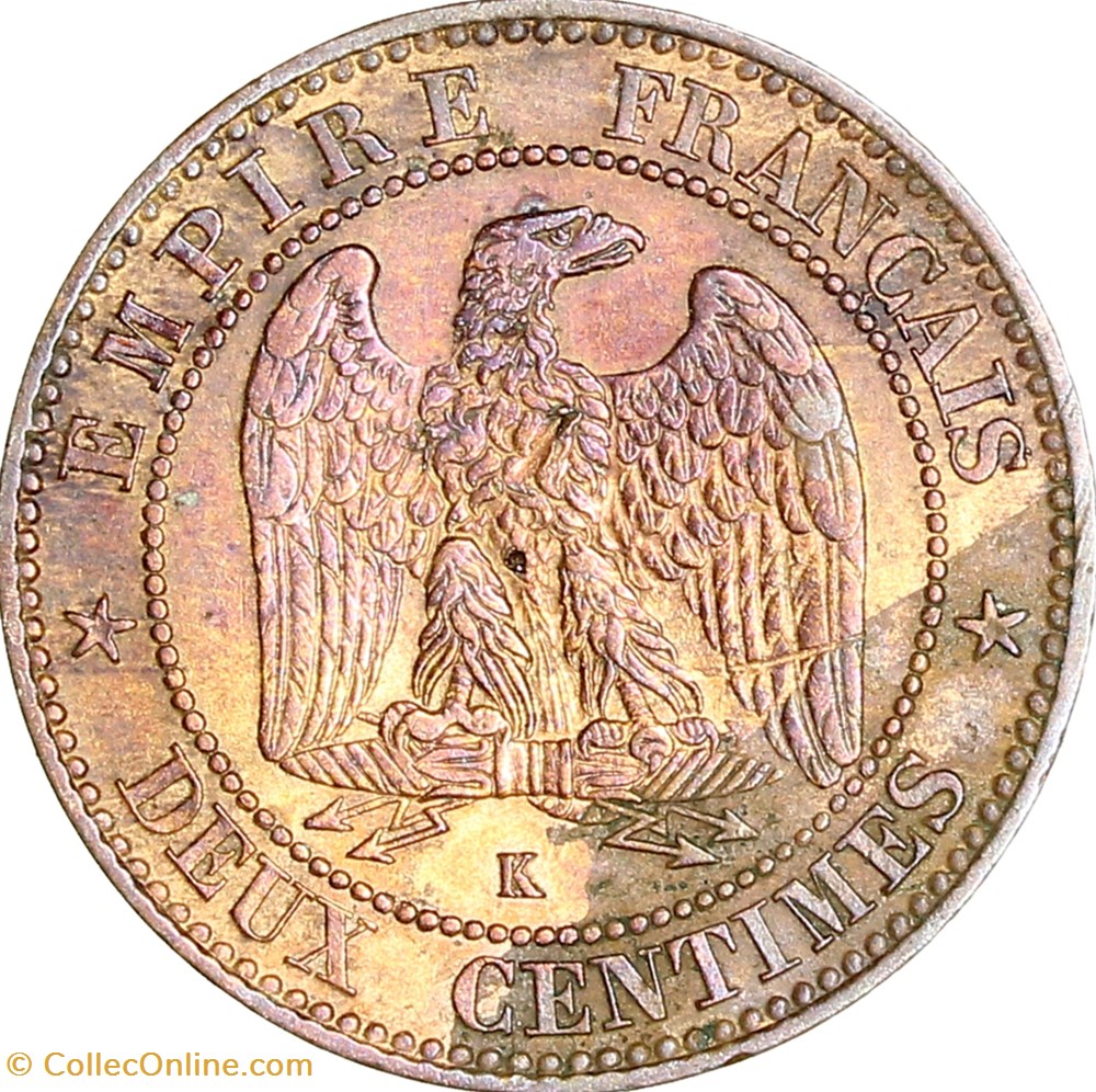 Deux centimes, tête laurée, Napoléon III, 1862, Bordeaux monnaies monde france deux centimes tete lauree napoleon iii 1862 bordeaux