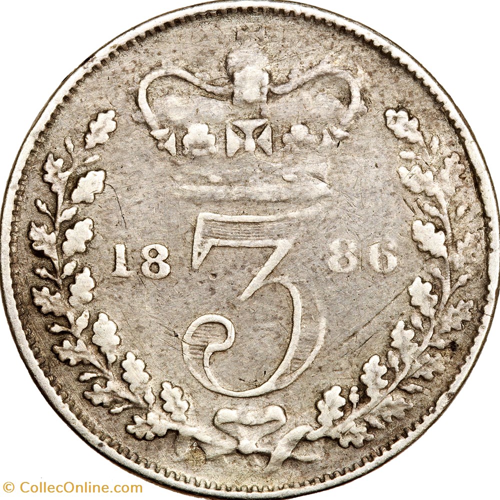 3 pence Bun Head, Victoria, 1886 monnaies monde royaume uni 3 pence bun head victoria 1886