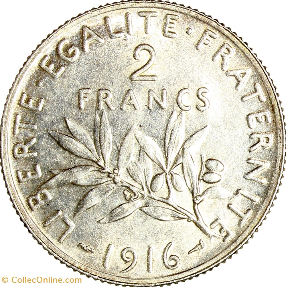 2 francs Semeuse, IIIe République, 1916 monnaies monde france 2 francs semeuse iiie republique 1916