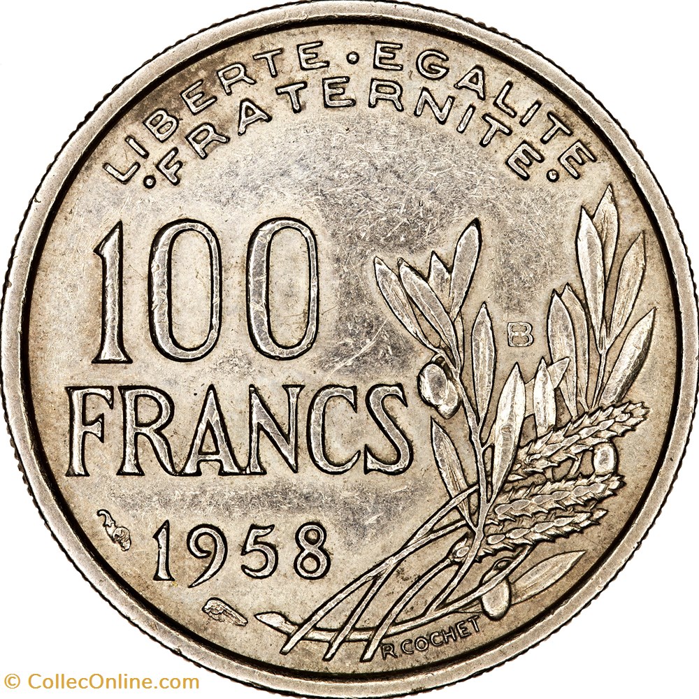 monnaies monde france 100 francs cochet ive republique 1958 beaumont le roger