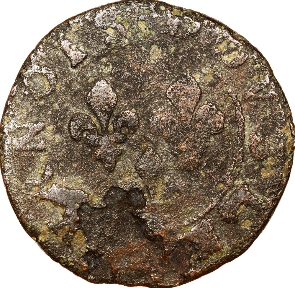Double tournois de François de Bourbon-Conti, type 18, 1605-1614, Château-Regnault monnaies europe medievale france feodales double tournois de francois de bourbon conti type 18 1605 1614 chateau regnault