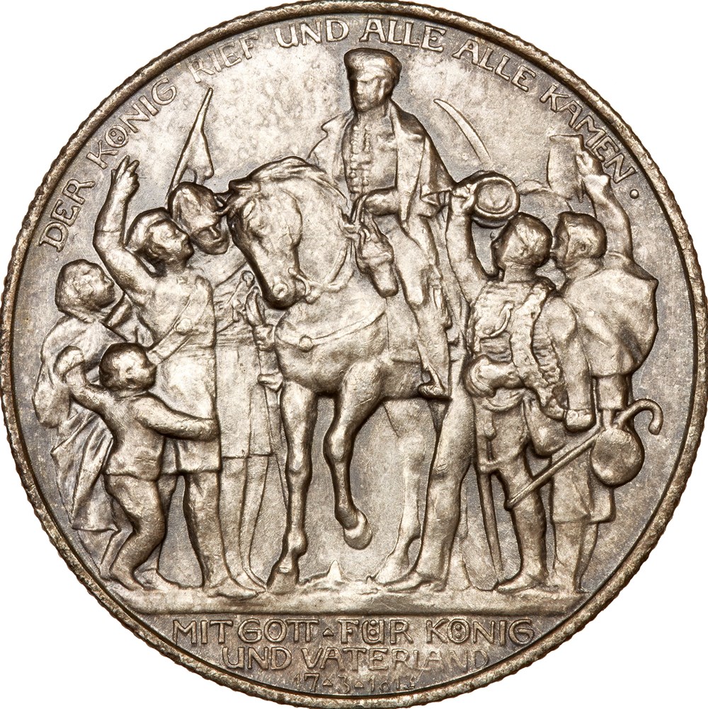 2 mark, Guillaume II de Prusse, 100 ans de la déclaration de guerre à Napoléon Ier, 1913, Berlin monnaies monde allemagne 2 mark guillaume ii de prusse 100 ans de la declaration de guerre a napoleon ier 1913 berlin