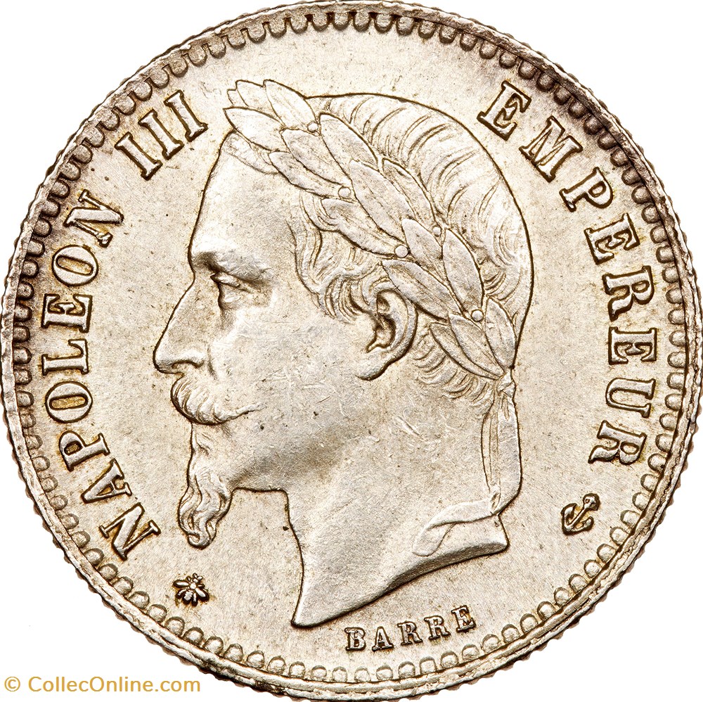 50 centimes, tête laurée, Napoléon III, 1867, Paris monnaies monde france 50 centimes tete lauree napoleon iii 1867 paris